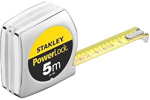 Stanley Powerlock bandmått (5 m, metrisk skalning, låsning, automatisk återgång, bältesklämma) 0-33-194