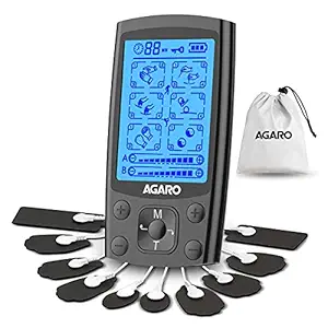 AGARO Dual Channel TENS Massager TM2421, 24 Modes, 20 Intensity Levels, Rechargeable, TENS Unit, TENS Device, TENS Machine, Muscle/Nerve Stimulator for Pain Relief Therapy, 10 Gel Pads, Storage Bag, Tens machine for physiotherapy Pulse Massager