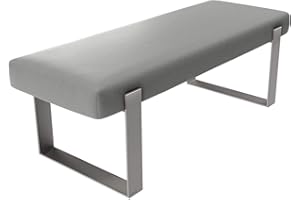 Vant Tapizado Cuarto Cama Banco - Sala & Salón Otomano - 158 kg Peso Capacidad (Vintage Cuero Ligero Gris)