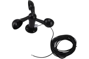 LUQEEG Czujnik Anemometru Wykrywający Wiatr o Pojemności 3 Kubków z Wodoodpornym Kablem o Długości 8 M, Przeciwzakłóceniowy, Szeroko Stosowany, łatwa Instalacja do Pomiaru Wiatru na