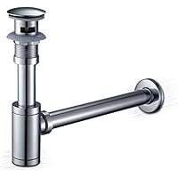 Auralum Siphon Ablaufgarnitur Set mit Überlauf Stöpsel Abfluss Ventil Waschbecken Waschtisch Ablauf für Waschbecken