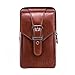 Price comparison product image Vertical Genuine Leather Belt Bag - Pawaca Cellphone Holster Waist Pouch / Phone Bag Small Travel Crossbody Purse for Men Boys(Brown)