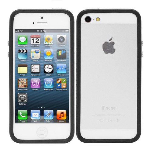 KolorFish Backless Soft Silicone Bumper Case Cover for Apple iPhone 5, iPhone 5S, iPhone SE Black