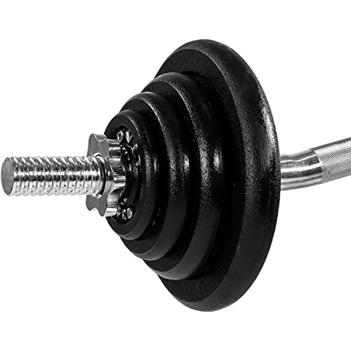 MOVIT® SZ Curlset aus GUSSEISEN, Variante 26 kg oder 66,5 kg, Stange verchromt & gerendelt 120 cm x Ø 3 cm STANDARDNORM mit Sternverschluss - 4