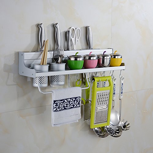 Utensilios de cocina de pared utensilios de cocina barra accesorio de soporte de almacenamiento con ganchos
