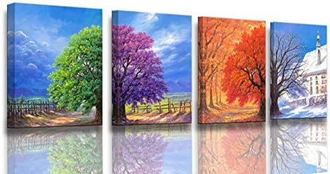 Masters Canvas - canvas Wall 4panel Wall Art Boat Spring, Summer, Autumn,winter,printed Painting Stretched for Home Decoration (12inchx16inchx4)