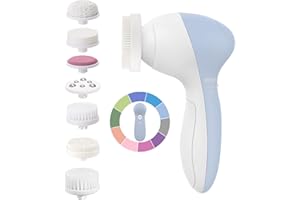 COSLUS Spazzola rotante per la pulizia del viso: esfoliante elettrico 7 in 1, dispositivo di pulizia rotante impermeabile, esfoliante delicato, scrub profondo del viso, cura della pelle per donne, uomini,