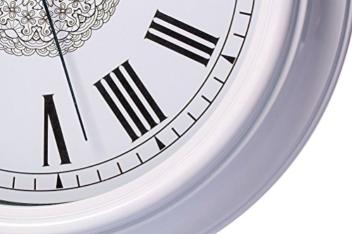 Foxtop 30 cm Antik Uhr Wanduhr Weiß Römische Zahlen und Frontglas-Abdeckung für Küche Wohnzimmer - 4