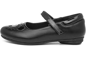Walkright Girls Black Cat Face School Shoe