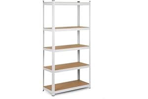 ‎HUMBERG Humberg Regal Kellerregal Lagerregal Schwerlastregal mit Stahlgestell Metall Belastbar bis 875 kg 5 Ablagen 40 x 90 x 180 cm Weiß