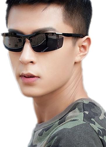 HCIUUI Sunglasses Men's Sunglasses Men Polarizers Tide People Face Drivers Sunglasses Personality Sports Driving mirror,Black Leg Black Polarizer (Gift Box Packaging)