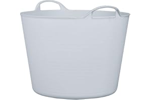 RED HOG Contenedor Cubo Cesta Flexible Flexi Multifuncional, Establo, Jardín, Garaje, Alimentación de Animales, Mezcla, Almacenamiento, Riego, Lavado, Resistencia 120 kg, 44x33x35cm 42L Blanco