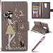 Produktbild Huawei Honor 6X Hülle PU Leather,Huawei Honor 6X Cover Bumper,Hpory Retro Handyhüllen Leder PU Luminous Woman and Cat Motif with Lanyard Bookstyle Klapphülle Case With Multi-Kredit Kartenfächer Wallet Flip Cover mit Magnetverschluss und Ständer Cover Case PU Leder Und Silikon Innenschale Anti-Staub Anti-Kratzer und Shockproof Telefon Tasche Handytasche Schutzhülle für Huawei Honor 6X + 1 x Hpory Stylus-(Grau)
