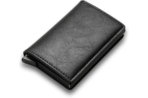 RUKK Cartera Tarjetero Automático para Hombre y Mujer, Pequeño Portatarjetas con Pop-up para Tarjetas de Crédito y Billetes, Billetera para Hombre con Protección RFID (Negro)