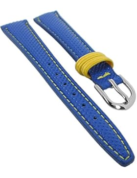 Minott Ersatzband Uhrenarmband Kunststoff/Leder Band Kinderband blau mit gelber Naht und gelben Schlaufen 29496...