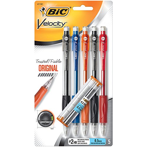 Velocity Original Mechanical Pencil, Fine Point (0.5mm), Smooth Dark Writing, 5-Count