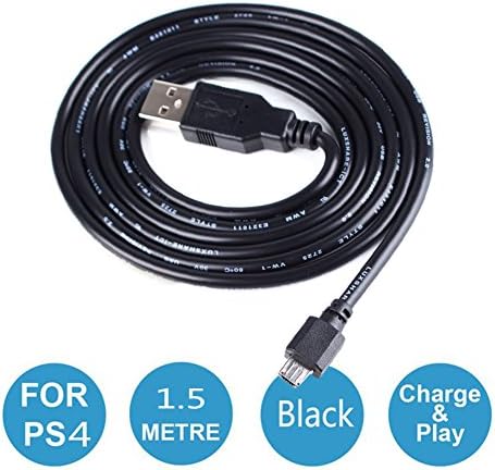 URNINAUEU 5FT 1.5M Micro USB Data Charger Cable for Sony Playstation 4 PS4 Controller Black