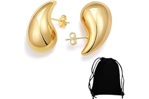 LICHUANUK Kolczyki damskie Krople wody, kolczyki ze stali nierdzewnej z pozłacanym 18-karatowym złotem, damskie kolczyki hipoalergiczne, biżuteria prezent dla kobiet, dziewczyn, Stal nierdzewna