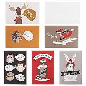 FOMIYES Christmas Cards New Year Greeting Cards Holiday Cards with Envelopes Which Can Be Used for Writing Wishes and Holiday Greetings 6PCS