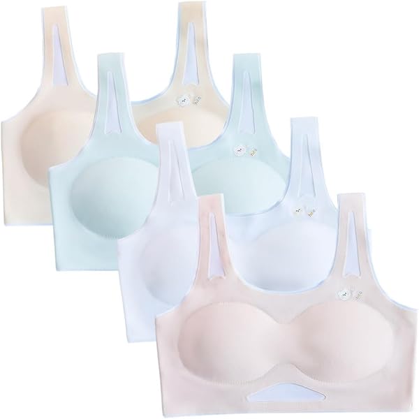 Reggiseni Sportivi Per Ragazze 12-14 Anni - Confezione 5 Pezzi, Cotone, Senza Ferretto - Foto 5