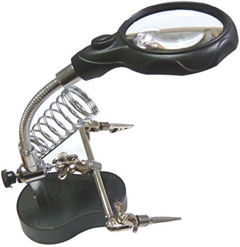 TOOGOO(R) Neu 3.5X 12X Eisenbuegel geschweisst LED Eisen Objektiv Magnifier Multifunktions-Leuchtlupe