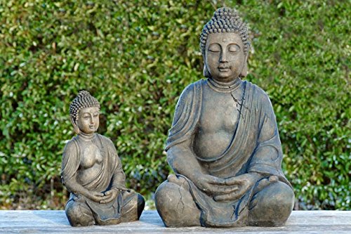 Buddha Buddhafigur Dekofigur Skulptur - Höhe 30 cm Farbe anthrazit