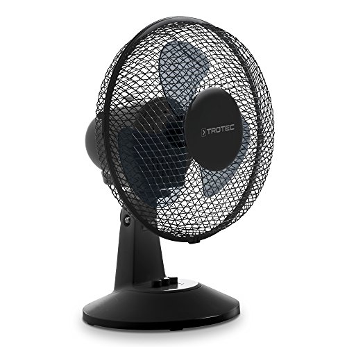 TROTEC Tischventilator TVE 11 | Automatische 100°-Oszillation mit Abschaltfunktion | Tisch Ventilator mit 2 Geschwindigskeitsstufen | Leistungsaufnahme 25W | geringes Betriebsgeräusch | schwarz | Durchmesser 23 cm - 2