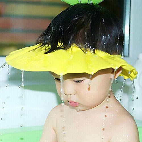 ibepro® Safe Shampoo Shower Bathing Protection Soft Cap Hat for Toddler's, Baby ,Children & Kids to Keep the Water Out of Their Eyes & Face (Yellow)