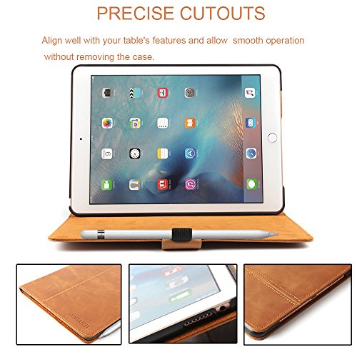 iPad Pro 9,7 Schutzhülle, dingrich Retro Mode neue iPad Pro echtem Leder Slim Smart Standfunktion Case Cover Ultra Slim Schutzhülle Portfolio Fall mit Stifthalter und intelligente Wake & Sleep Funktion für Apple iPad Pro 24,6 cm Fall (2016 Version) + [gratis Displayschutzfolie] + [gratis Stylus] braun - 5