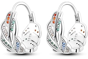 QIKAOLA 925 Pendientes de plata de ley para las mujeres Pendientes de aro pequeño Huggie Pendientes de plata hipoalergénico Cubic Zirconia Pendientes de aro