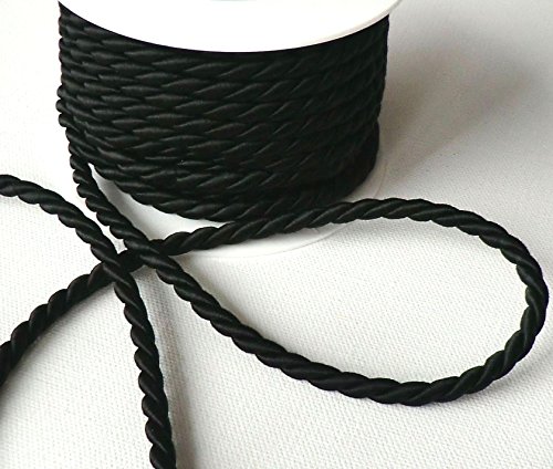 KORDEL 10m x 6mm SCHWARZ Drehkordel KORDELBAND Dekoband SCHLEIFENBAND Schnur TRAUERBAND Trauerkordel