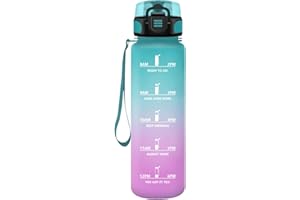 HoneyHolly Gourde 500ML, Étanche & Réutilisable, Gourde Sport, Motivation avec Filtre, Bouteille, Bouteille d'eau, Gourdes pour Gym, Enfant, Adulte, École, Bureau, Yoga, Camping