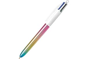 DLM DIRECT BIC Lot de 4 stylos multicolores rétractables avec 4 encres vives assorties pour l'école, le bureau et le code couleur