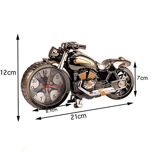 Itian Weinlese Motorrad-Wecker, Retro-Stil Tischuhr, Motorrad-Rack-Modell, für das Büro zu Hause Dekoration (Ugyen) - 3
