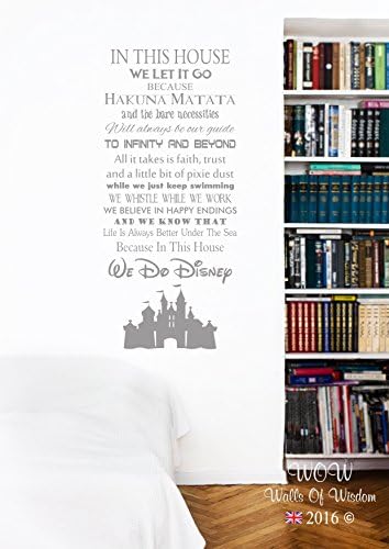 In this House We Do Disney Castle Wall Sticker Wall Art Decal (90 x 54cm, Grey)