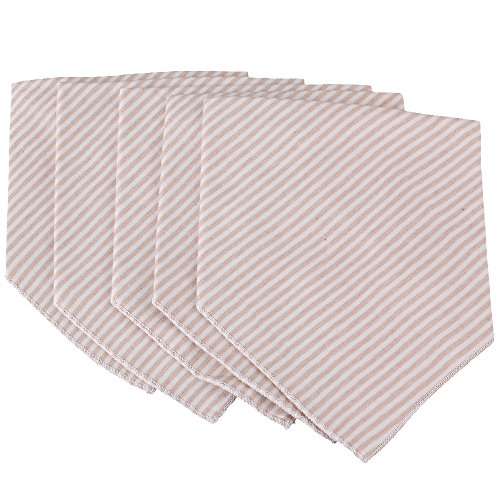 Light Brown Baby Boy Girl Kid Bandana Bibs Striped Triangle Head Scarf Saliva Towel Dribble Pack of 5