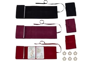nbeads 6 Sacs de Tarot en Velours 3 Couleurs, 6 pendentifs en Alliage de Style Tibétain, Tarot Rune Dice Wrap Pouch Tarot Card Storage Cloth Holder Pochette à Bijoux pour Tarot Oracle Decks