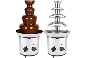 GOTOTOP Fontaine à Chocolat en Acier Inoxydable, Fontaine à Chocolat Chaud et Liquide à 4 Étages pour Brunch, Fêtes, Noël, l'anniversaire des Enfants, 2000W