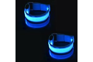 Hsthe Sea 2PCS Brazalete LED Recargable Brazalete Fluorescente Brazaletes Reflectantes para Luces para Caminar para Correr por la Noche - Azul