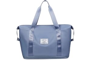 YXQSED Sac de Voyage Grande Capacité Sac de Sport et de Fitness Imperméable Sac Bagages Extensible Homme Femme, Pack Weekend Séparation Humide et Sèche Bagage à Main Sacoche d'avion Bleu Clair