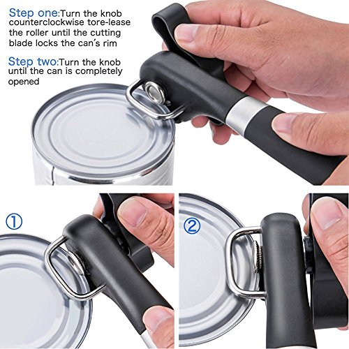 Swify Sicherheits dosenöffner,Edelstahl,Ergonomisches rutschfestes Design mit glattem Rand,Schneidet ohne scharfe Kanten,Deckel kann wieder aufgelegt werden - 5