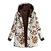 Produktbild Luckycat Damen Winter Warm Outwear Blumendruck Mit Kapuze Taschen Vintage Oversize Mäntel Jacken Mäntel Sweatjacke Winterjacke Fleecejacke Steppjacke