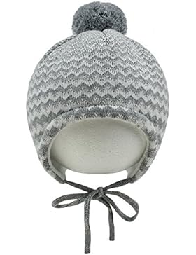 Maximo Babybindemütze Jungenmütze Bindemütze Pudelmütze Bommelmütze Wintermütze Strickmütze Zick Zack Baby (MX...