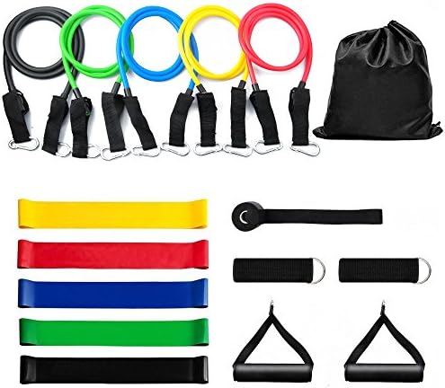OTHA Resistance Bands Set, Men Women Fitness Exercise Band Set with 5pcs Exercise Bands, Loop Bands, Door Anchor, Ankle Strap, Foam Handles for Body Recovery/Pilates/Yoga/Physical Therapy/Workouts
