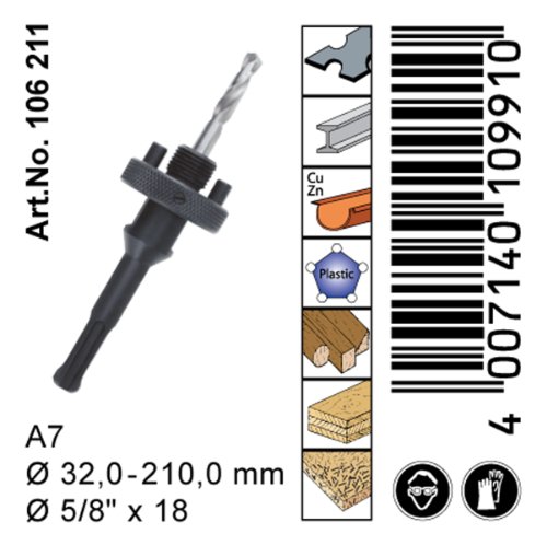 Aufnahmehalter inkl. HSS Bohrer, A7 = 32 – 210 mm - 3