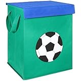 FABELBUNT® Foldable toy box with colorful motifs and lots of storage space and cover (37x 30x 26cm)