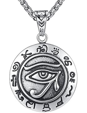Aoiy Herren-Halskette mit Anhänger, Auge des Horus, antikes Ägypten, Edelstahl, 61cm Kette, aap118