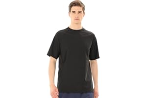 TIZAX Tee Shirt Anti-UV Homme Rashguard à Manches Courtes UPF 50+ Maillot de Bain Hauts T-Shirt de Sport Séchage Rapide