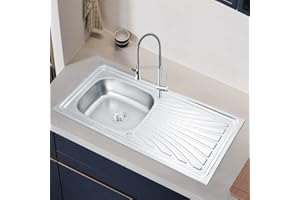 RUMO RELIABLE & MODERN RUMO 10050E Stainless Steel Kitchen Sink 1.0 One Single Bowl Reversible Sinks 1000mm x 500mm Inset Includes Waste Kit Suitable for 500mm Base Cabinet