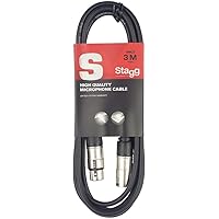 Stagg 3 m Câble Microphone XLR - XLR de Haute Qualité - Noir